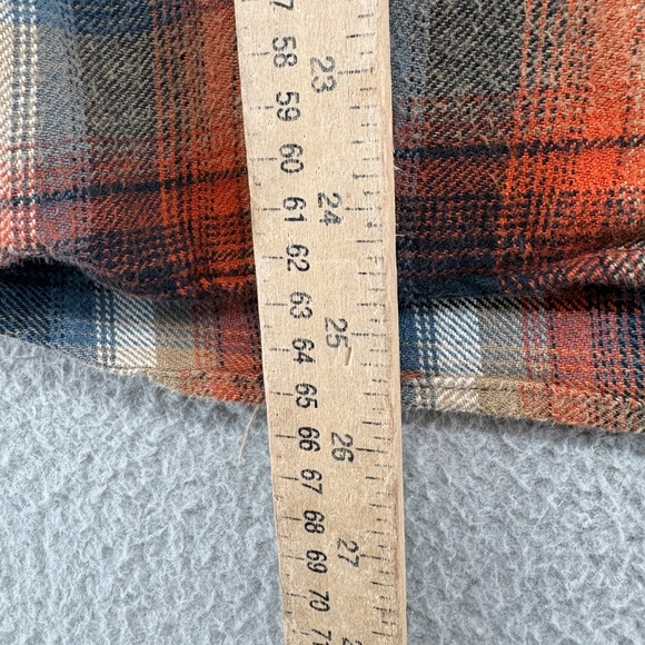 Angie Plaid Flannel Button-Down Shirt Women’s Small Rust Navy Tan Cotton Pockets - Picture 5 of 10